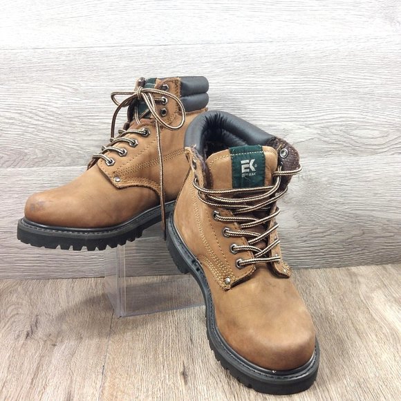 EK Eurbak Men Adult Insulated Water Oil Resistant Leather Ankle Work Boot Brown - Picture 2 of 12